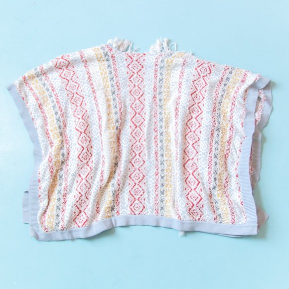 CAbi Love, Carol Siesta Chunky Fringe Trim Rainbow Knit Oversized Poncho Sweater - Picture 7 of 7